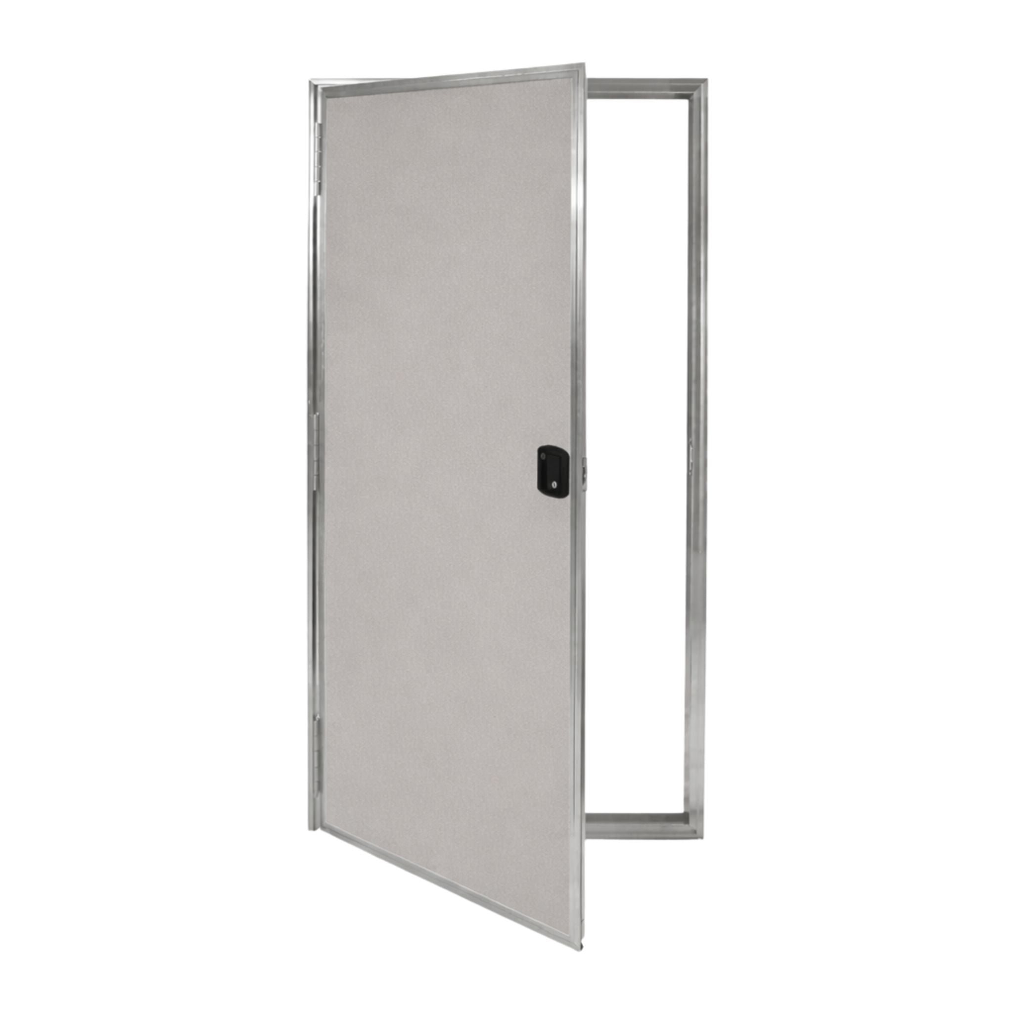 Cargo Trailer Side Door Assembly with Frame & RV Flush Lock - 32" X 66" - Silver Frost