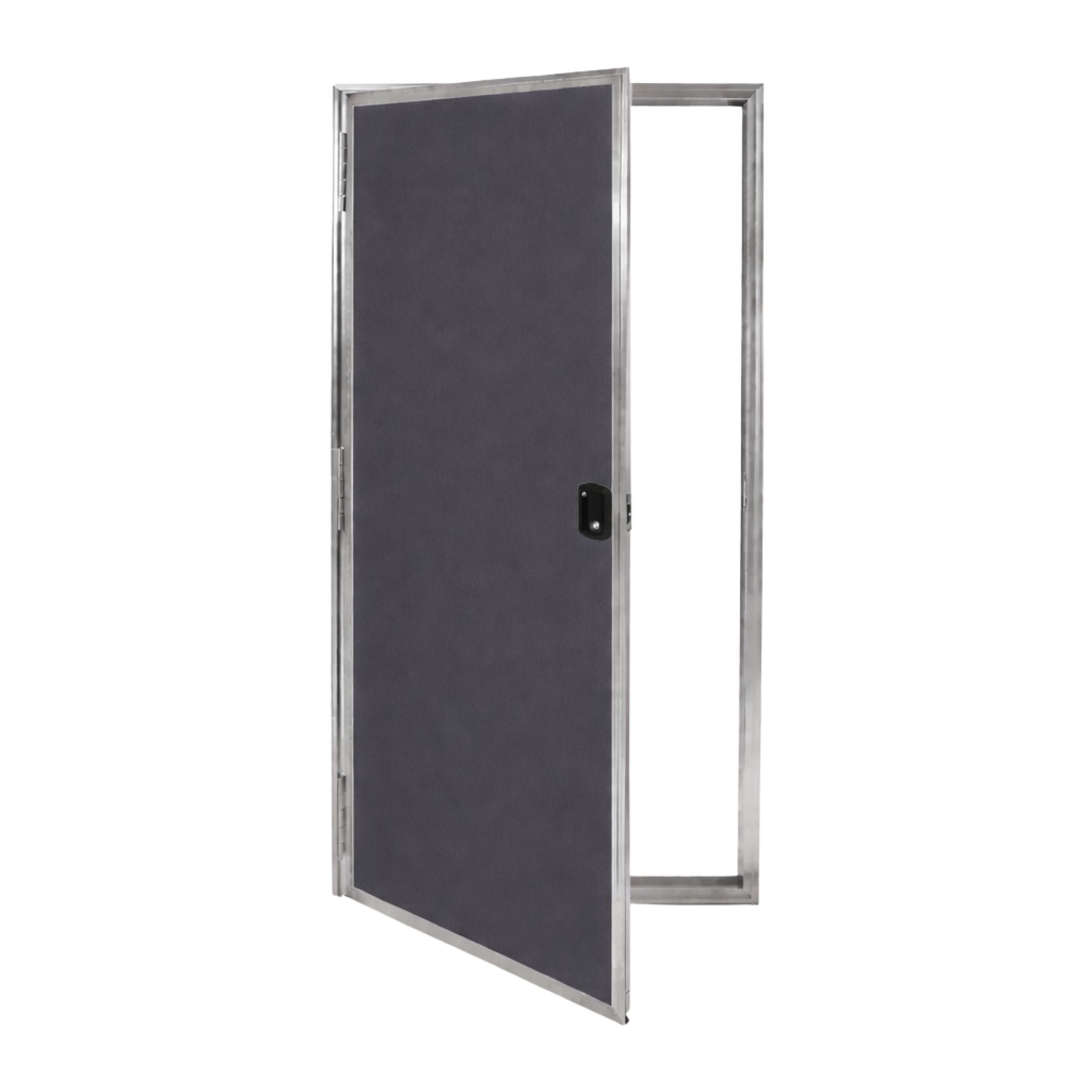Cargo Trailer Side Door Assembly with Frame & RV Flush Lock - 32" X 66" - Dark Charcoal