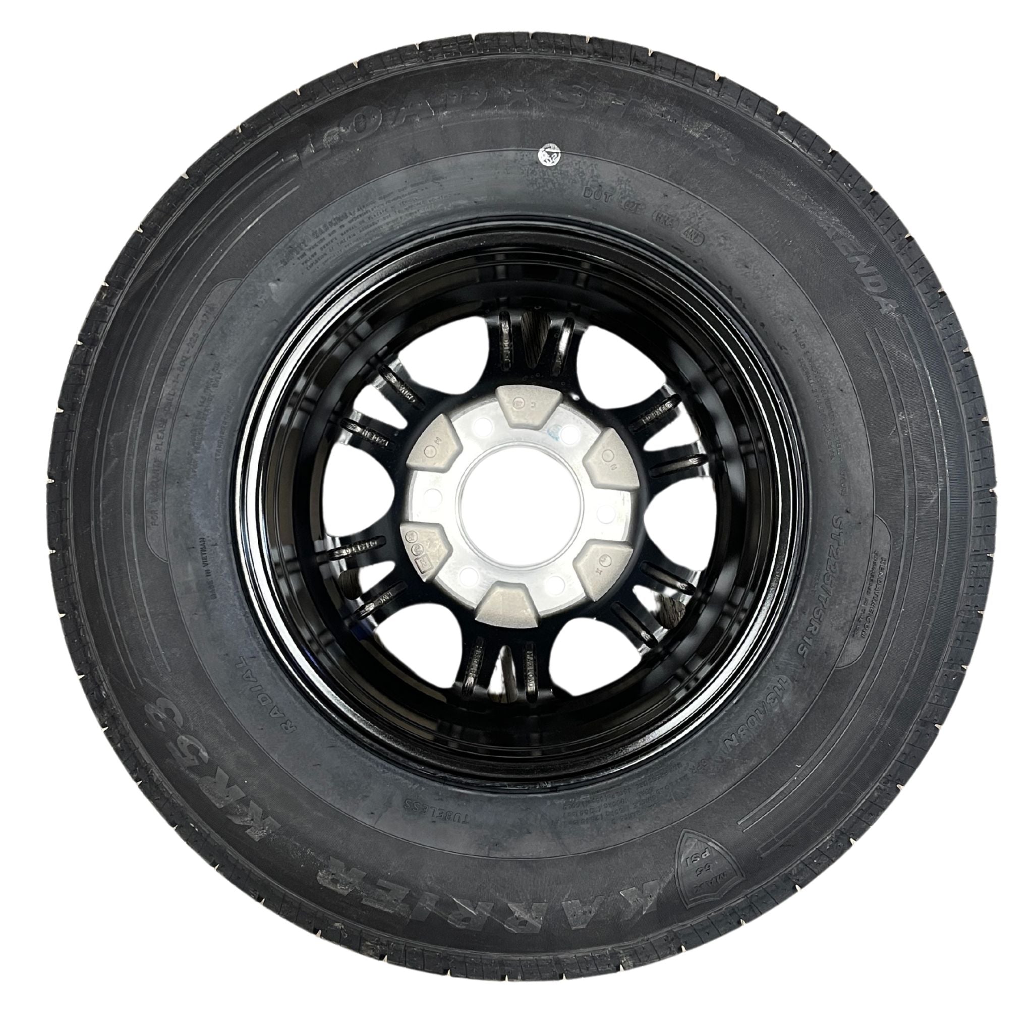 KENDA Loadstar 15" 8 Ply Radial Trailer Wheel & Tire - St 225/75R15 6-5.5" Lug - Black & Silver