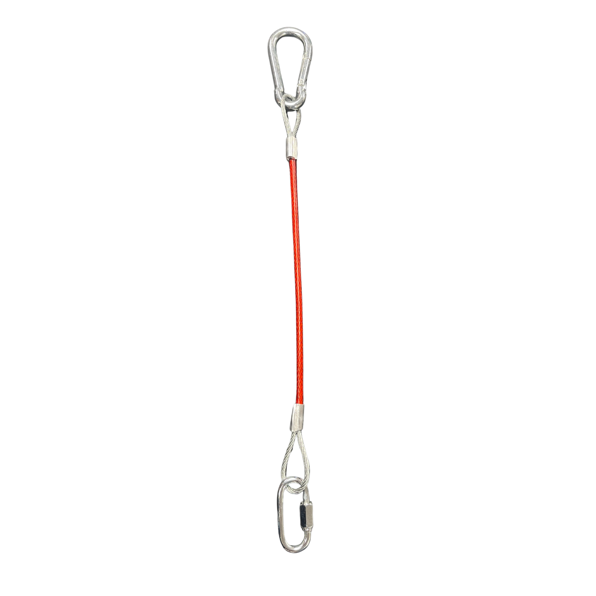 Dump Trailer Rear Door Hold Back Cable - Red W/ Clips - 12" Length