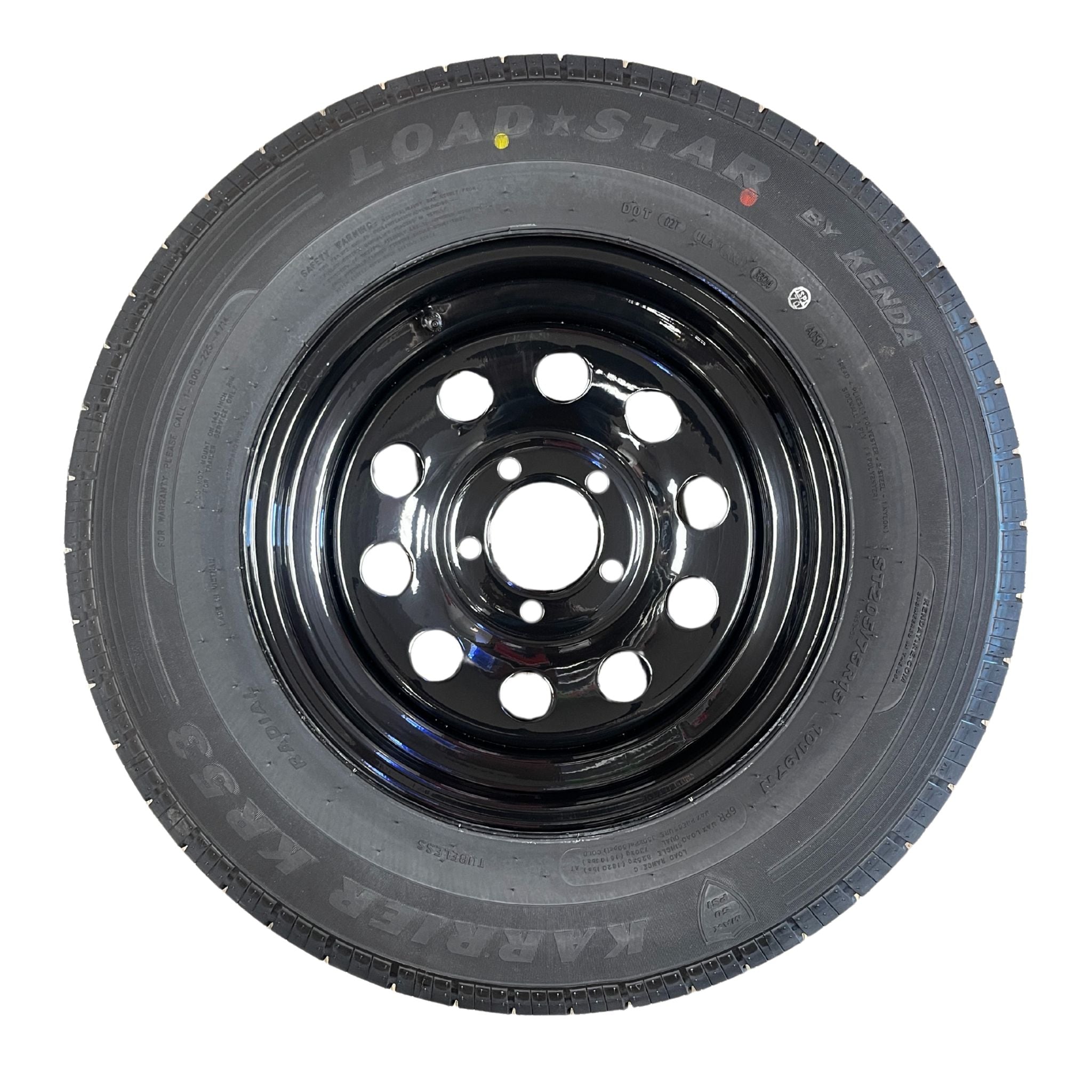 KENDA Loadstar 15" 6 Ply Radial Trailer Wheel & Tire - St 205/75R15 5-4.5" Lug - Black