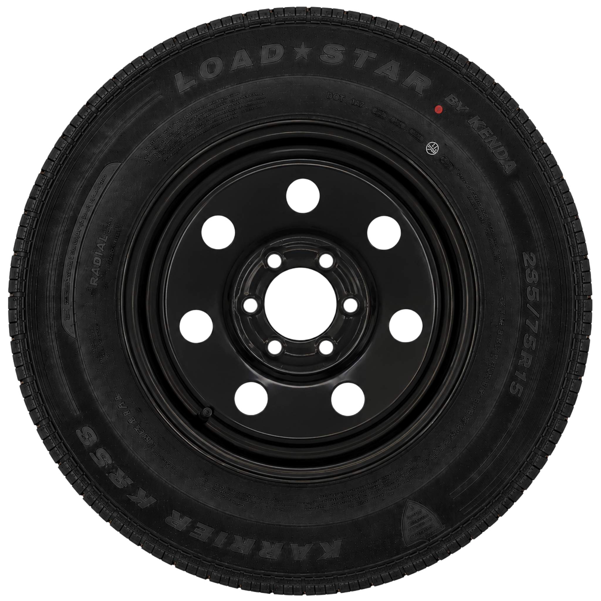 KENDA Loadstar 15" 8 Ply Radial Trailer Wheel & Tire - St 225/75R15 6-5.5" Lug - Black