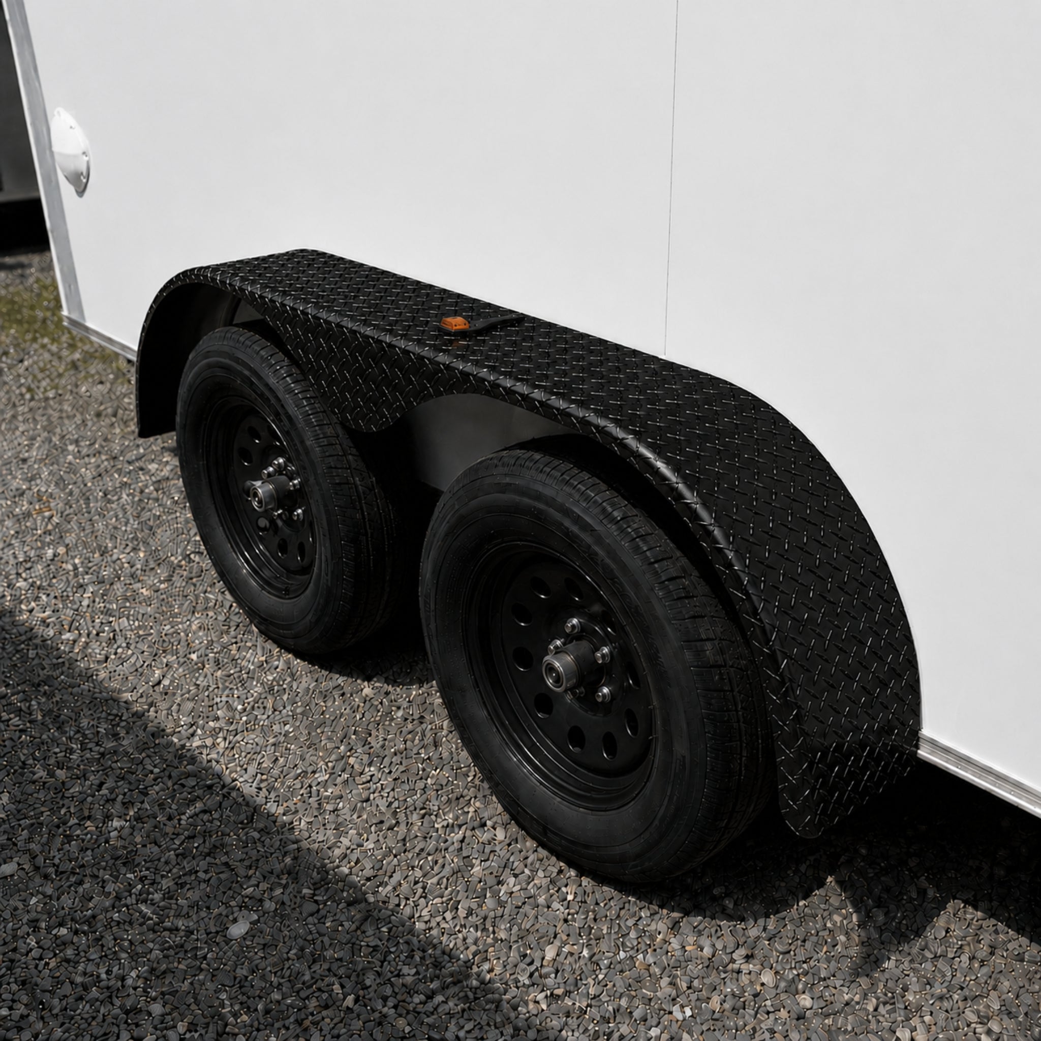 Aluminum Tandem Axle Teardrop Trailer Fender - 9" (W) X 72" (L) X 18" (H) - Diamond Plate (ATP - Black)