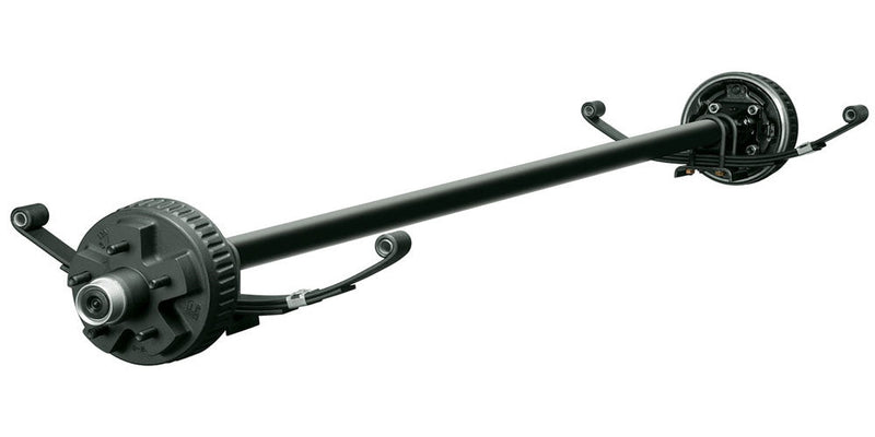 3.5K Trailer Axle - 3,500lb Brake 5-4.5" - Hubface = 95" , Spring Center = 80" - 4" Drop