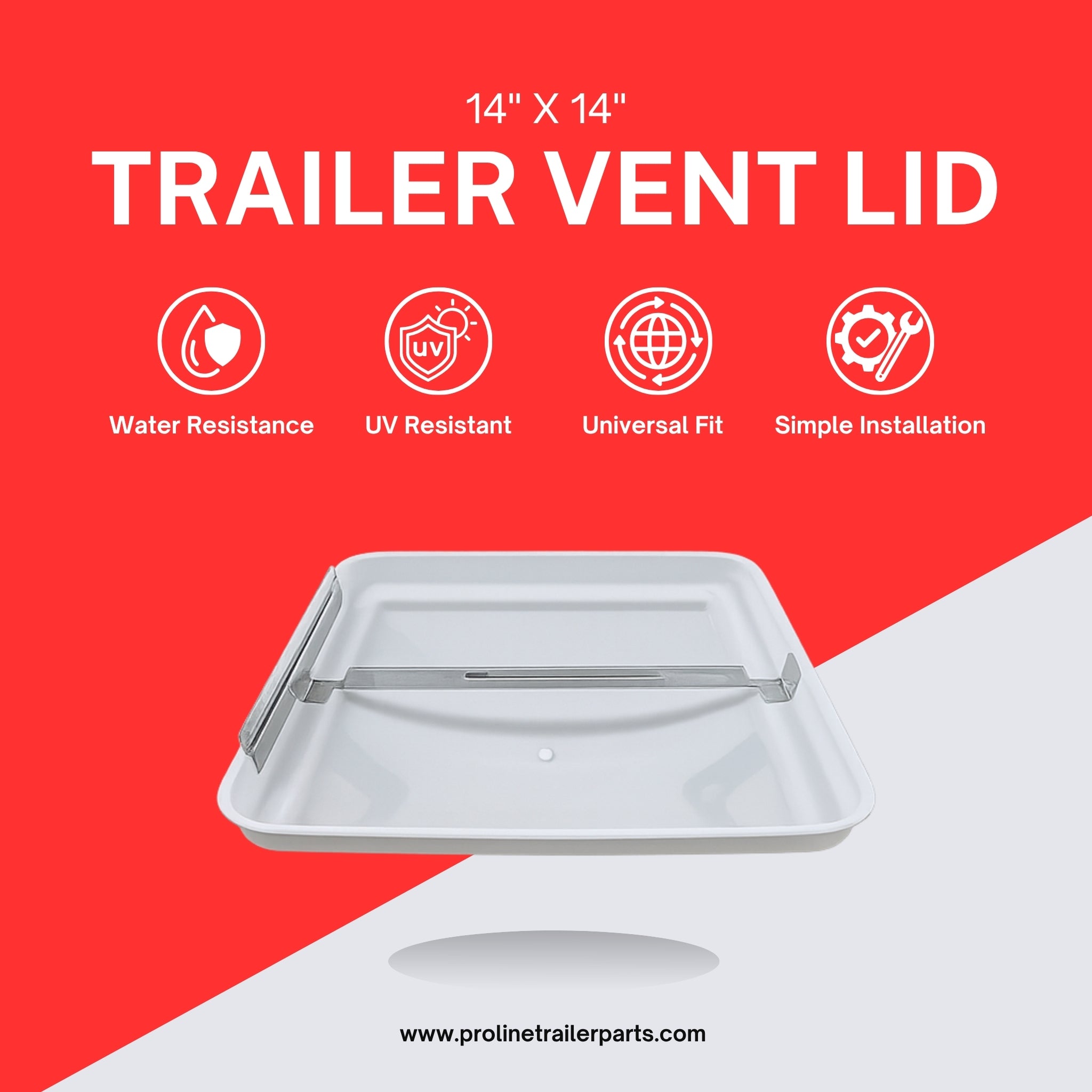 PRO-LINE TRAILERS Unbreakable Trailer Roof Vent Lid - 14" X 14"