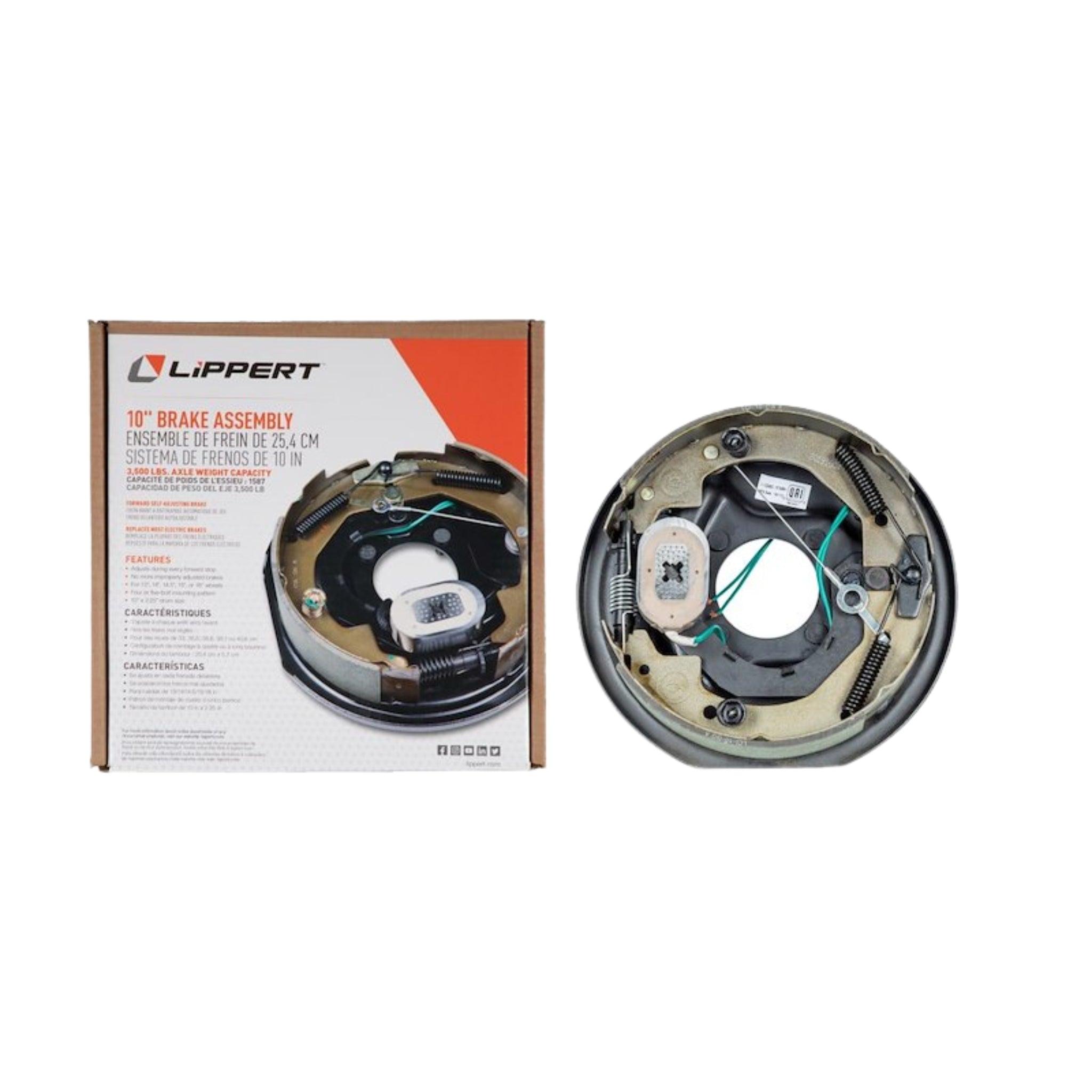 LIPPERT 3,500 lb Trailer Brake Assembly - 10 in. X 2-1/4 in. - Right Hand (Passenger Side) - Self Adjusting