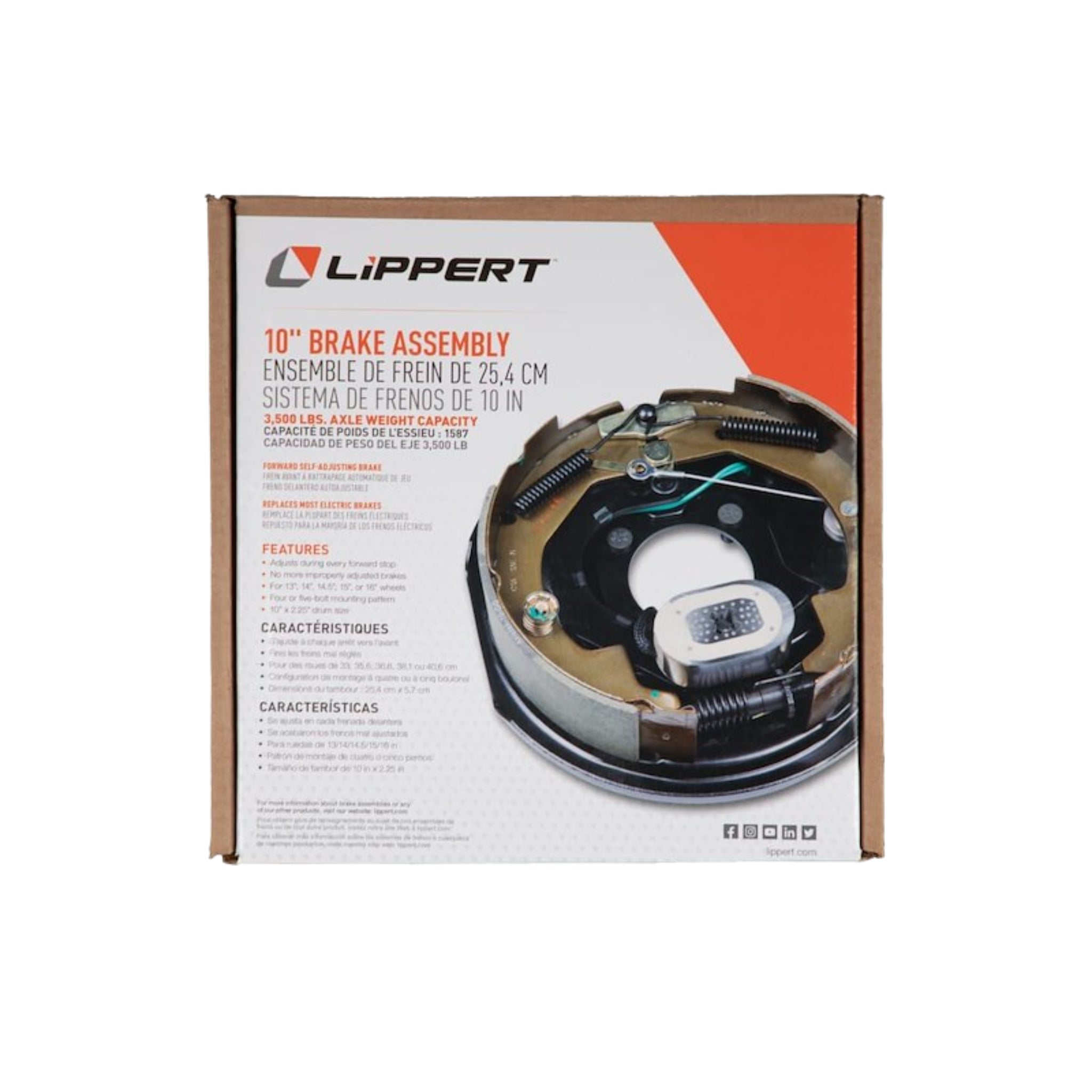 LIPPERT 3,500 lb Trailer Brake Assembly - 10 in. X 2-1/4 in. - Right Hand (Passenger Side) - Self Adjusting