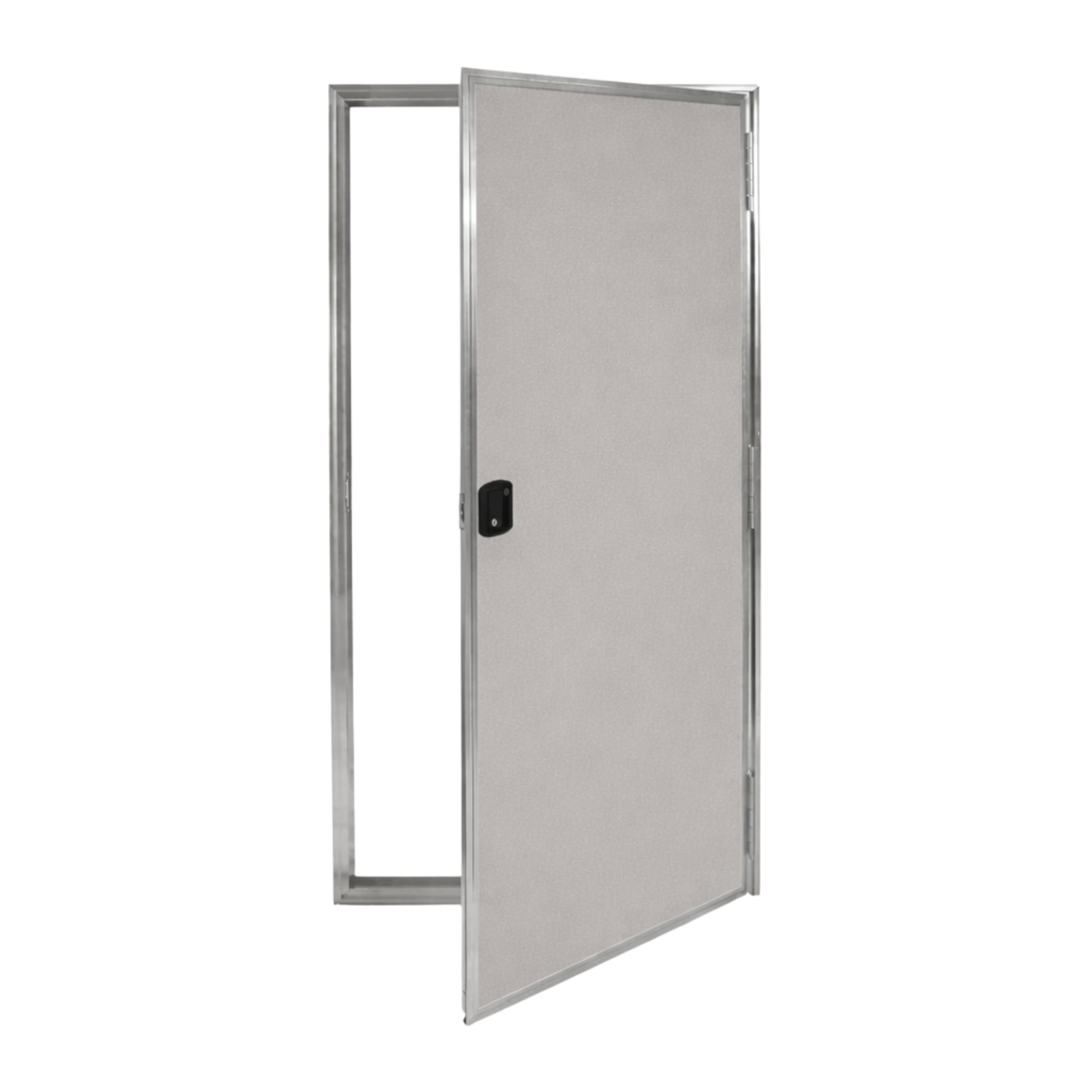 Cargo Trailer Side Door Assembly with Frame & RV Flush Lock - 32" X 66" - Silver Frost