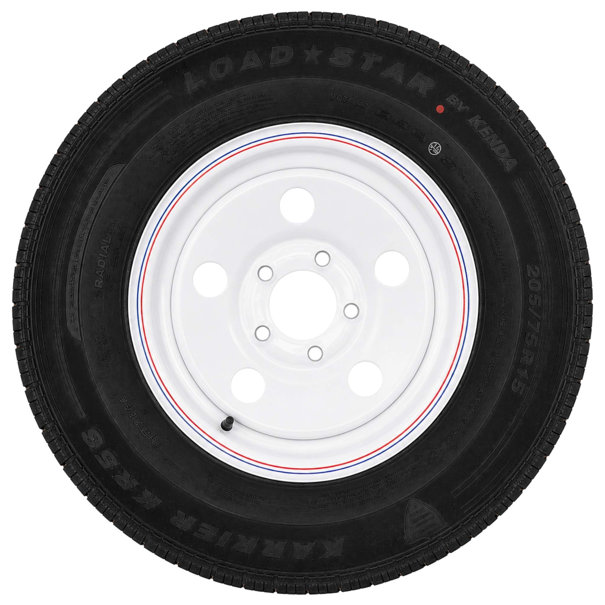 KENDA Loadstar 15" 6 Ply Radial Trailer Wheel & Tire - St 205/75R15 5-4.5" Lug - White