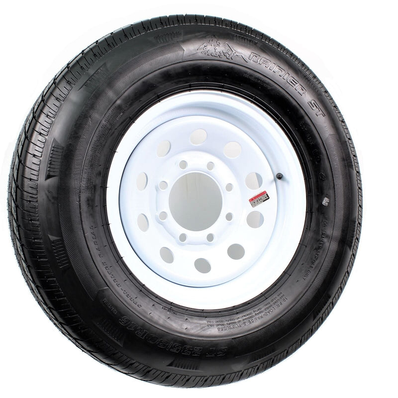 Rainier 16" 10 Ply Radial Trailer Wheel & Tire - St 235/80R16 8-6.5" Lug (White Steel)