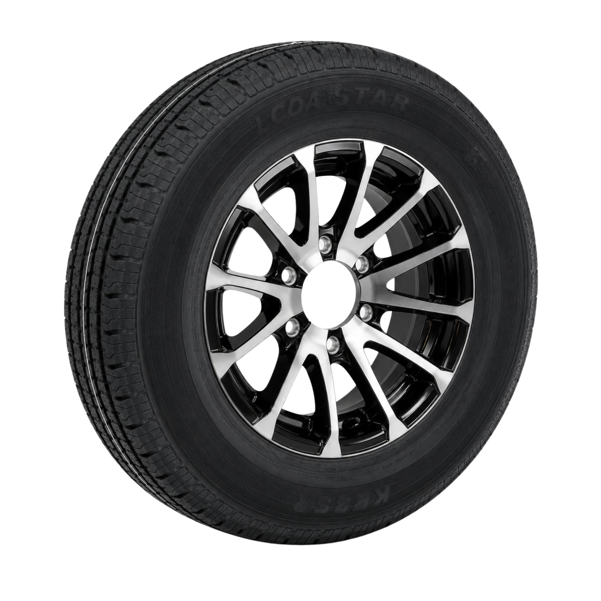 KENDA Loadstar 15" 8 Ply Radial Trailer Wheel & Tire - St 225/75R15 6-5.5" Lug - Black & Silver
