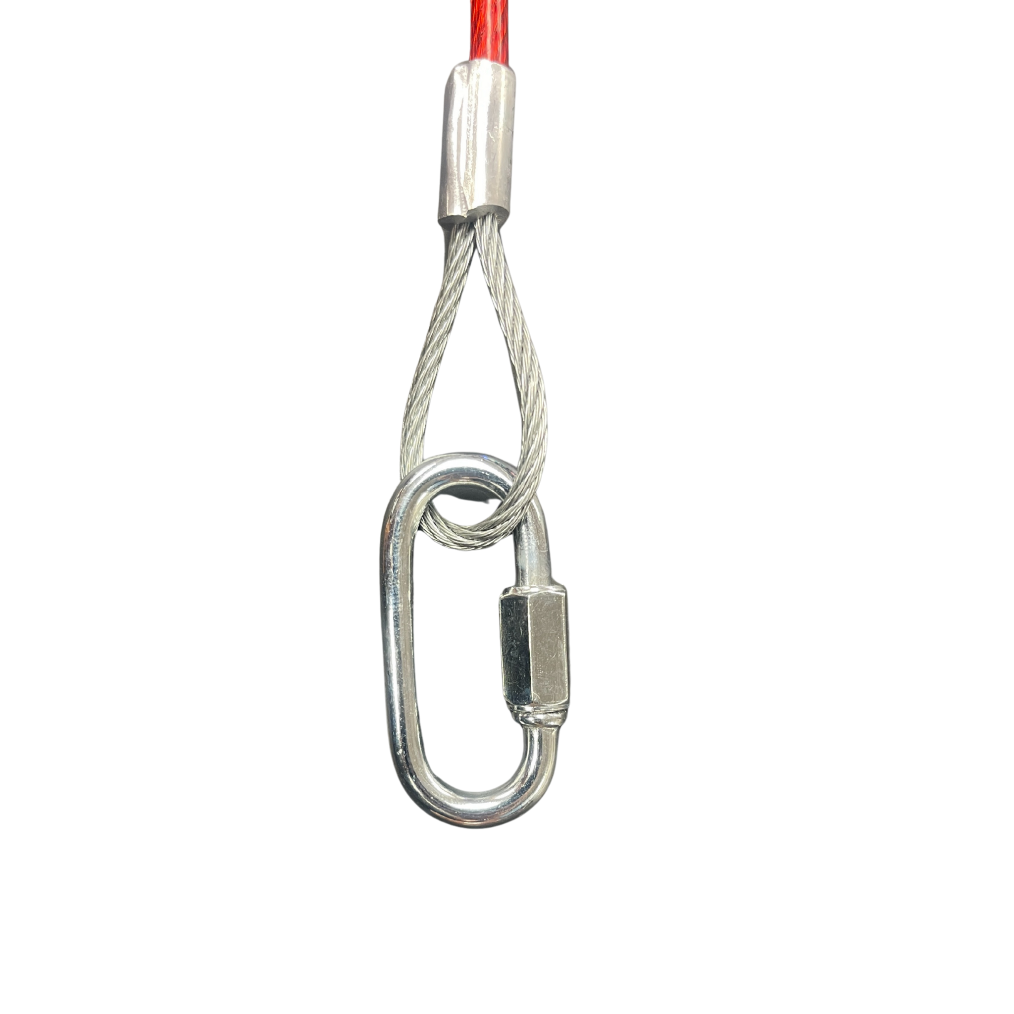 Dump Trailer Rear Door Hold Back Cable - Red W/ Clips - 12" Length