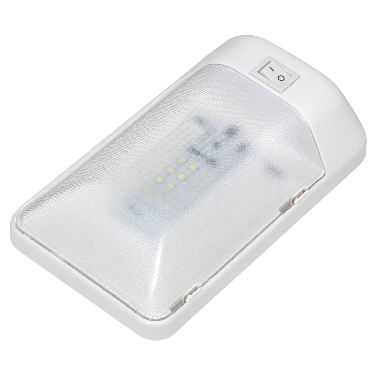 LED Interior 12V Dome Light - High Output with White Base and Clear Lens (J-914)