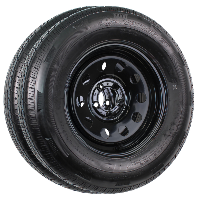 Rainier 15" 6 Ply Radial Trailer Wheel & Tire - St 205/75R15 5-4.5" Lug (Black Steel)