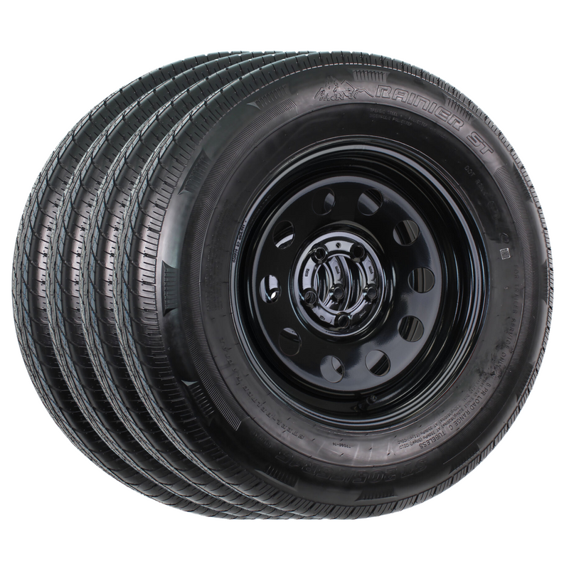 Rainier 15" 6 Ply Radial Trailer Wheel & Tire - St 205/75R15 5-4.5" Lug (Black Steel)