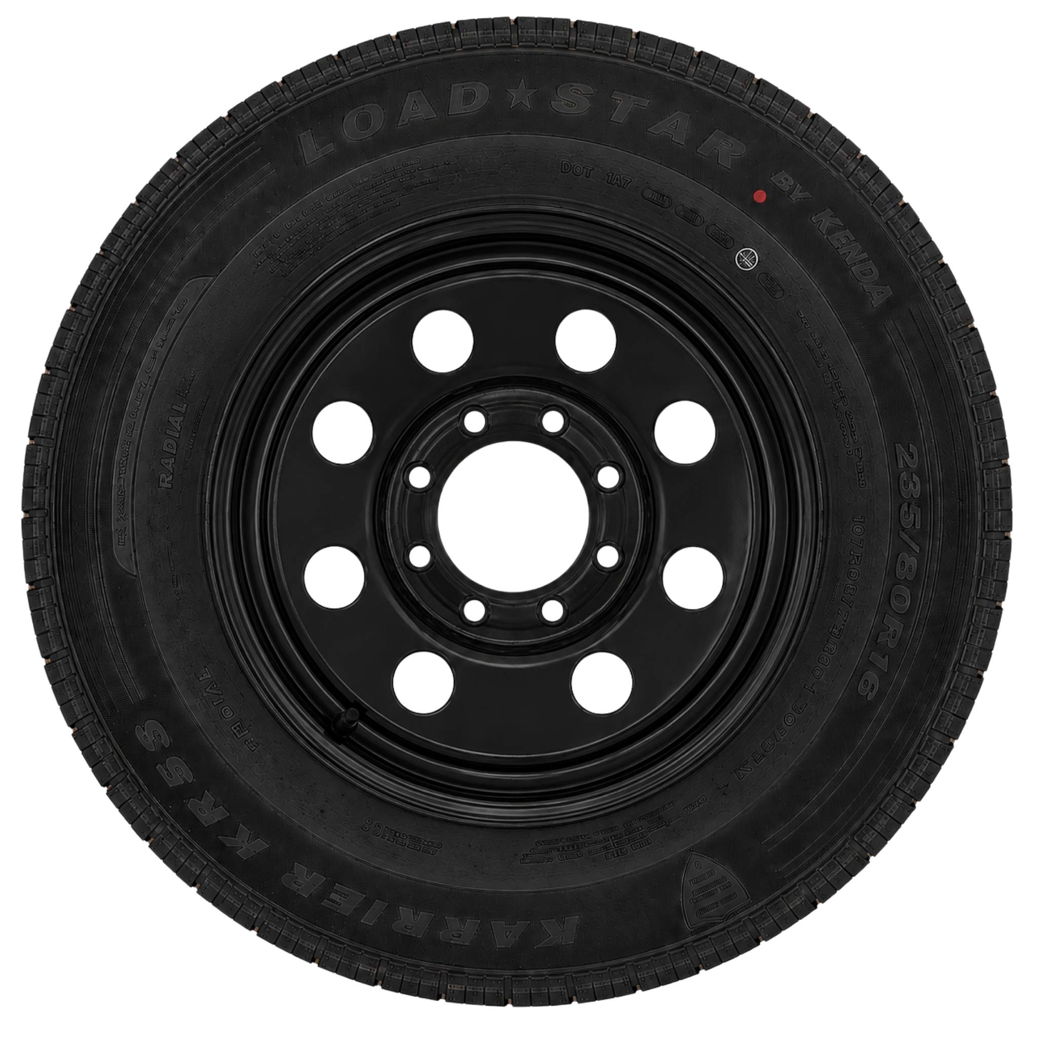 16" 14 Ply Radial Trailer Wheel & Tire - St 235/80R16 8-6.5" Lug (Black Steel)