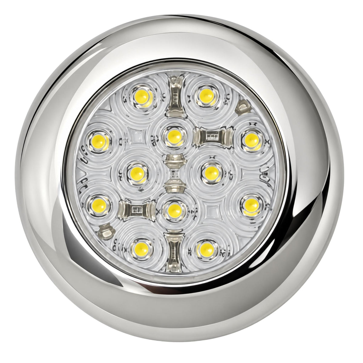 LED Utility Light - Round - Chrome Trim - Clear Lens - 18 Diode (J-312-CC)