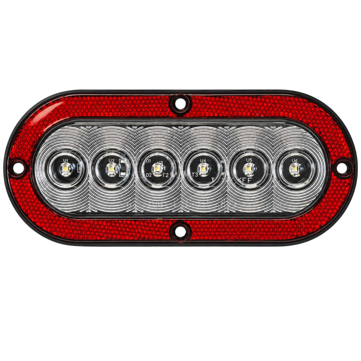 LED Trailer Tail Light - Stop, Turn, Tail - 6 Diode - Oval - Red Lens (J-656-FRCX)