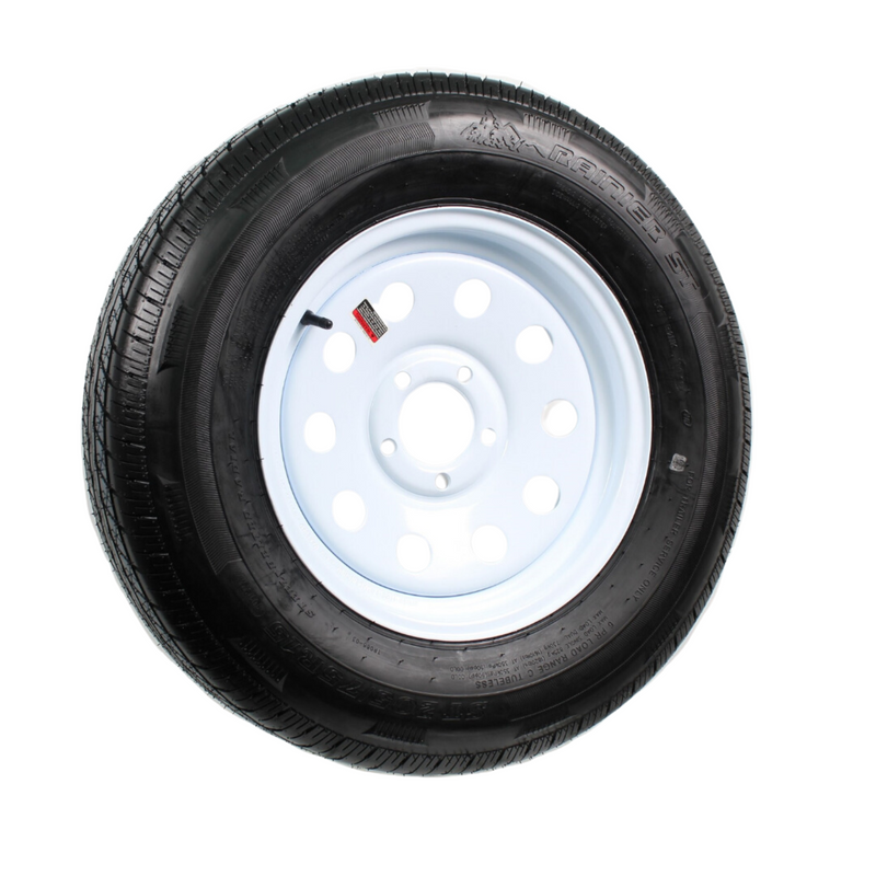 Rainier 14" 6 Ply Radial Trailer Wheel & Tire - St 205/75R14 5-4.5" Lug (White Steel)