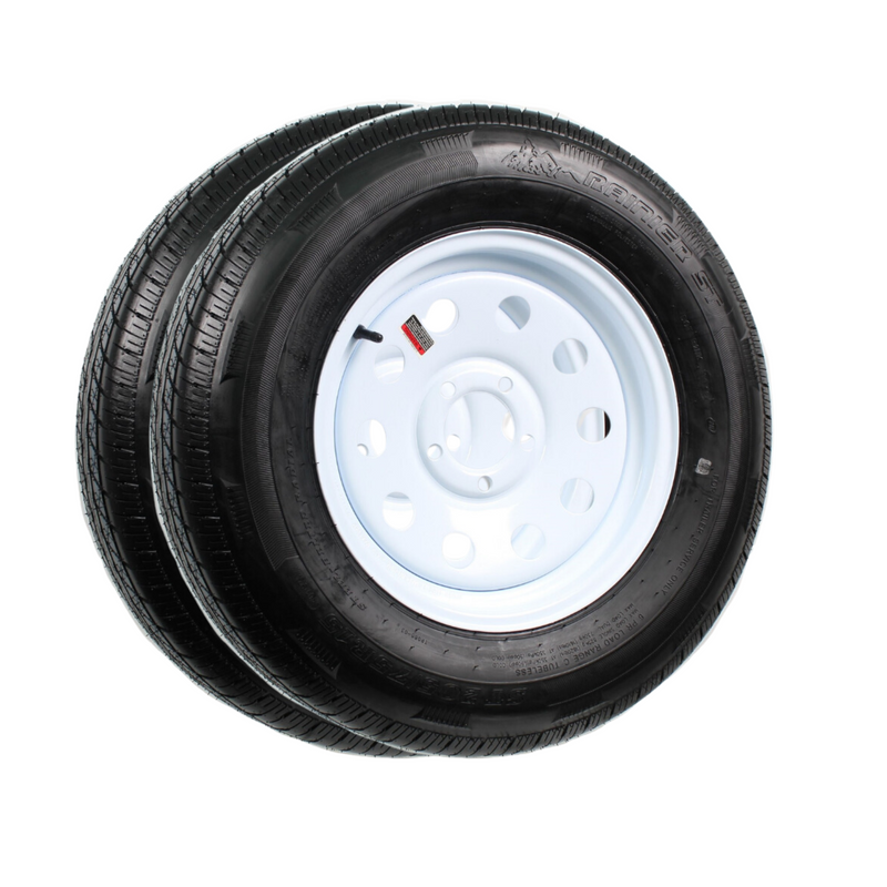 Rainier 14" 6 Ply Radial Trailer Wheel & Tire - St 205/75R14 5-4.5" Lug (White Steel)