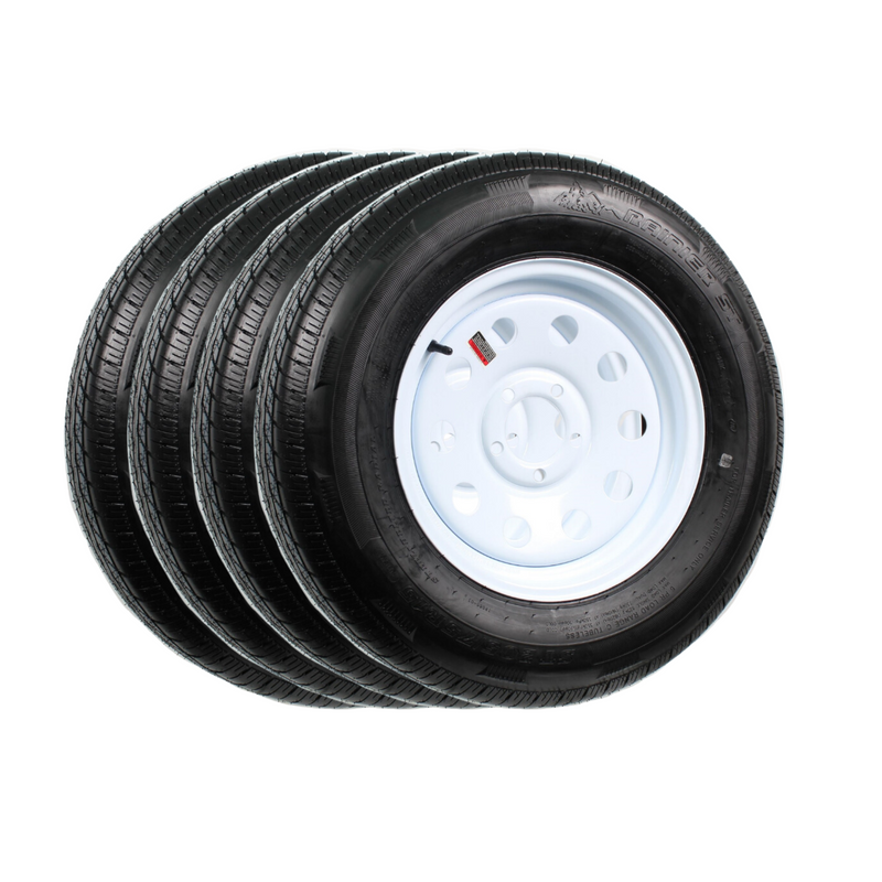 Rainier 15" 6 Ply Radial Trailer Wheel & Tire - St 205/75R15 5-4.5" Lug (White Steel)